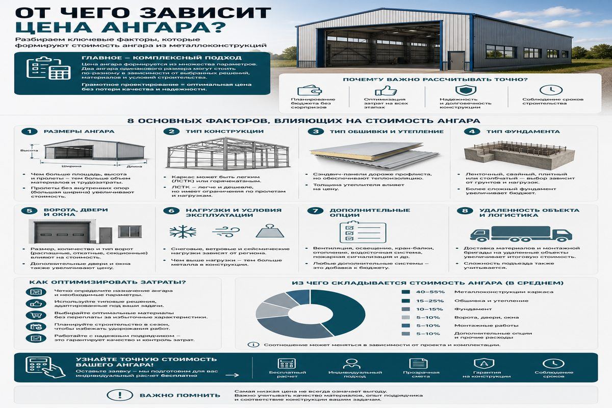 От чего зависит цена ангара: разбор всех факторов