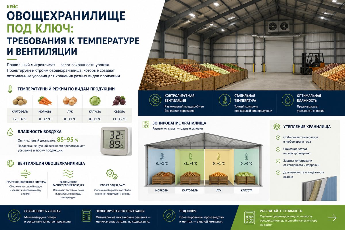 Овощехранилище под ключ: требования к температуре и вентиляции