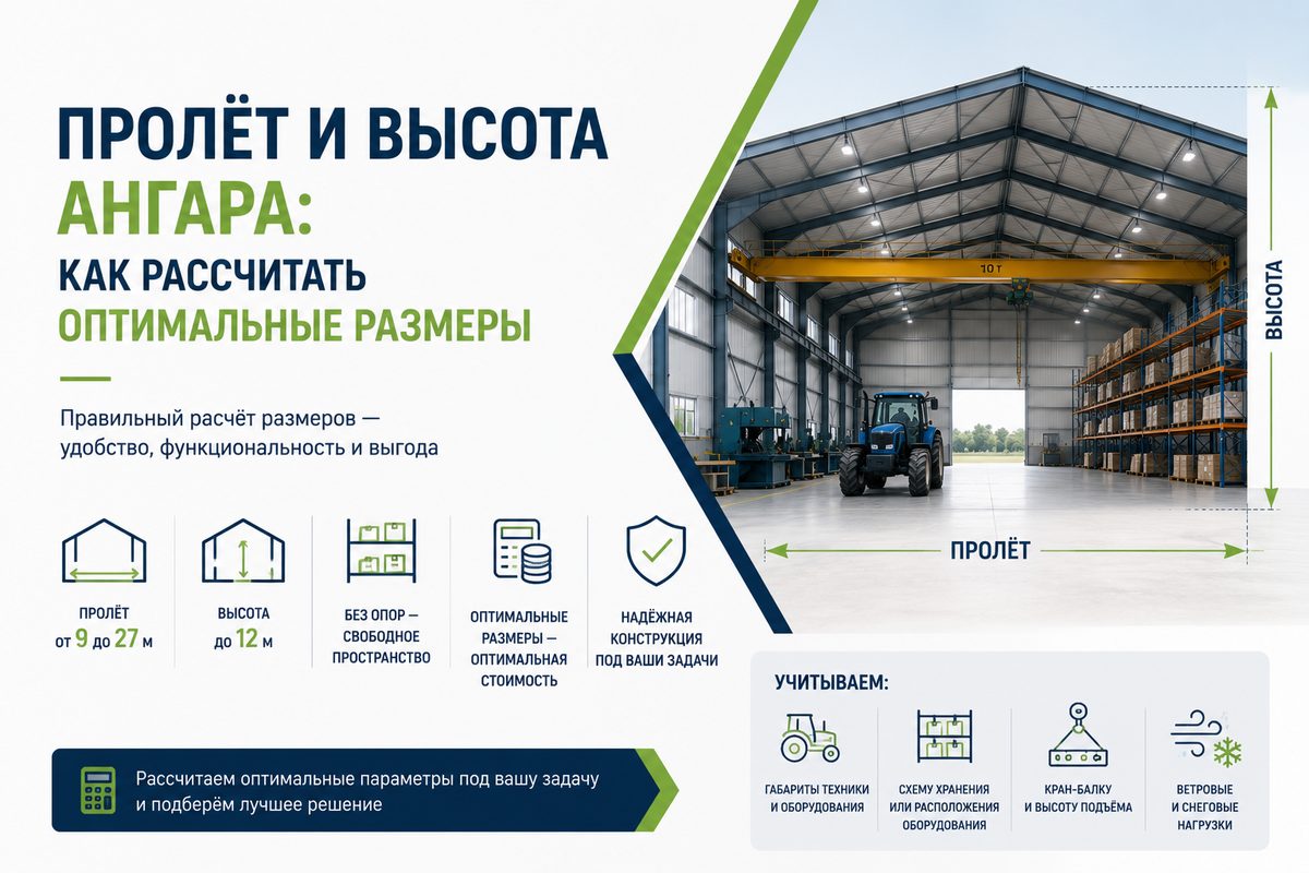 Пролёт и высота ангара: как рассчитать оптимальные размеры