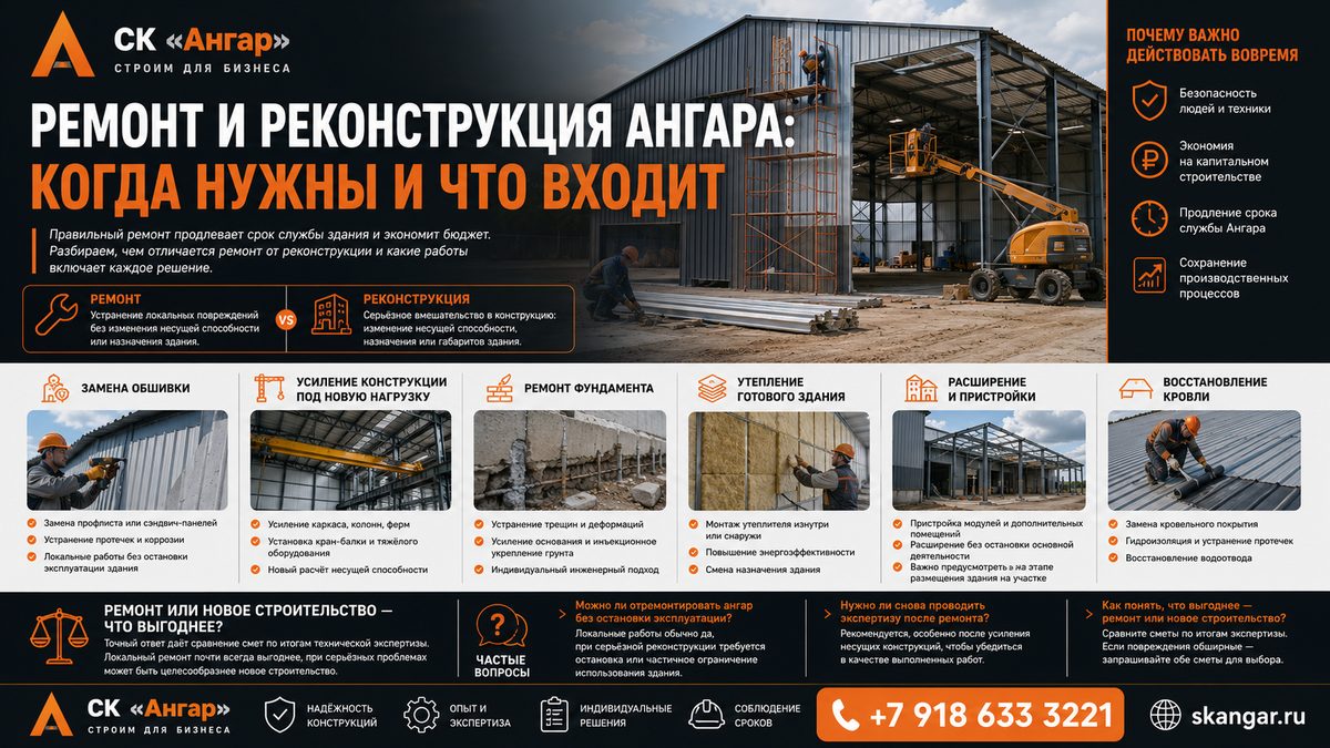 Ремонт и реконструкция ангара: когда нужны и что входит