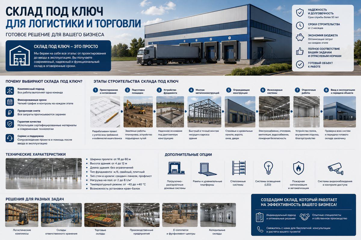 Склад под ключ для логистики и торговли