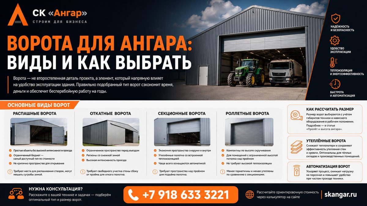 Ворота для ангара: виды и как выбрать